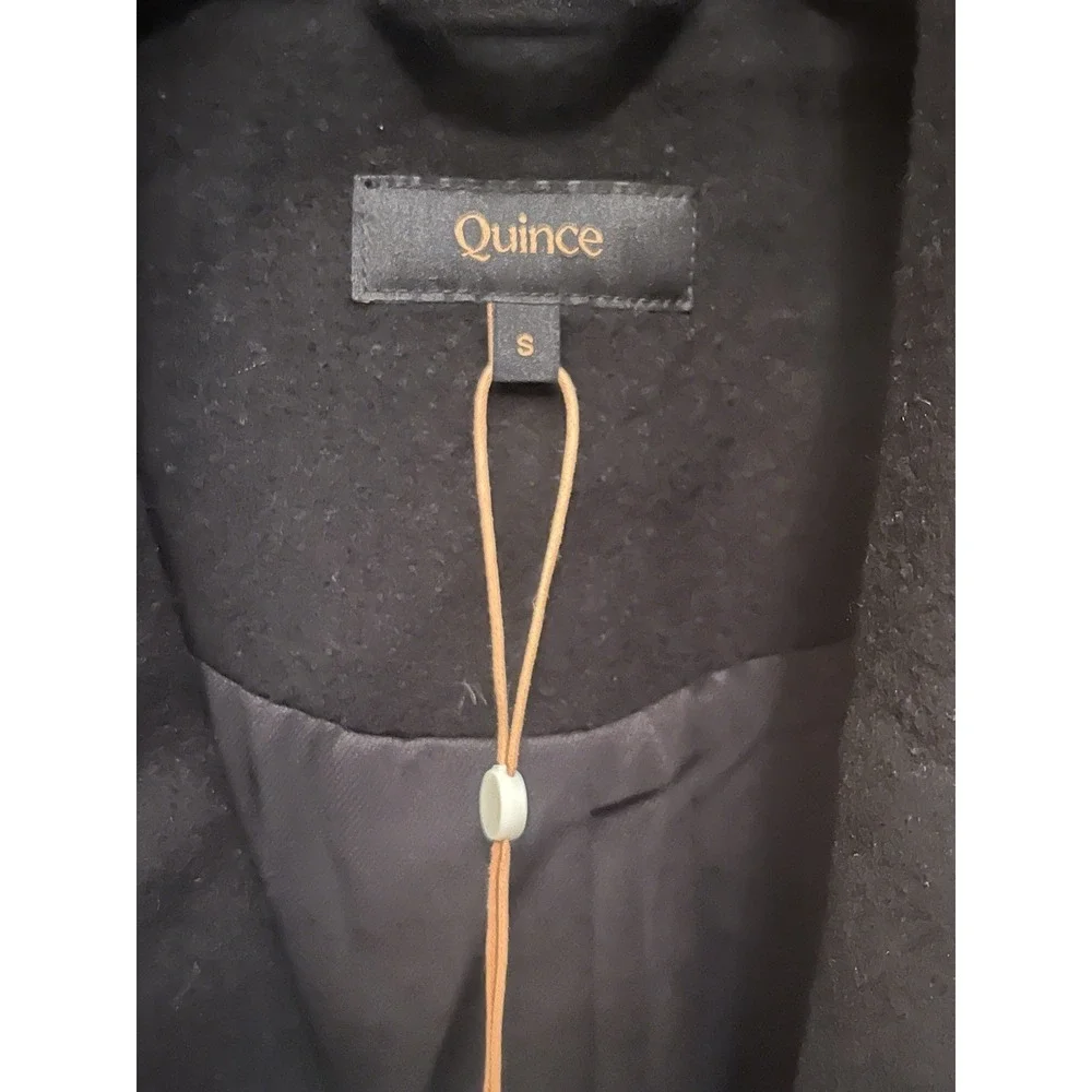 NWT Quince‎ Black Wool Cashmere Tailored Coat Long Double Breasted Womens S
